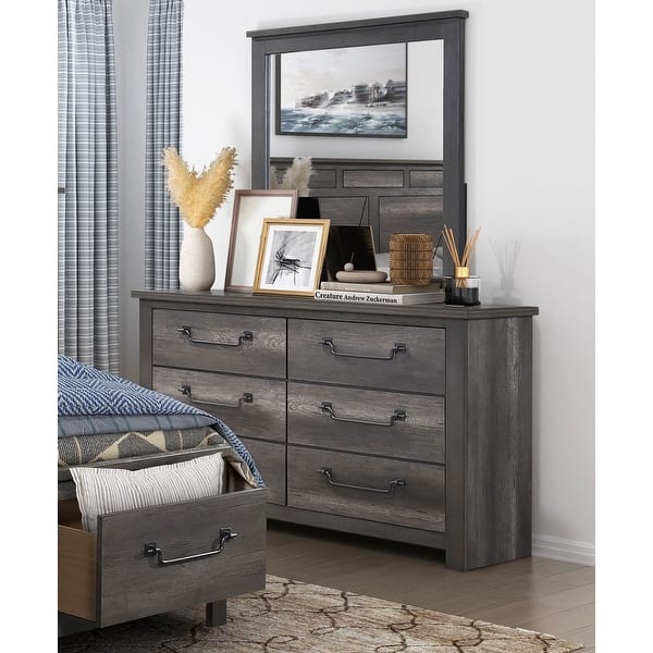 slim fit dress slacks Haven Modern Farmhouse Rustic Bedroom Set King Set (Bed + Nightstand and Dresser with Mirror) main image 1