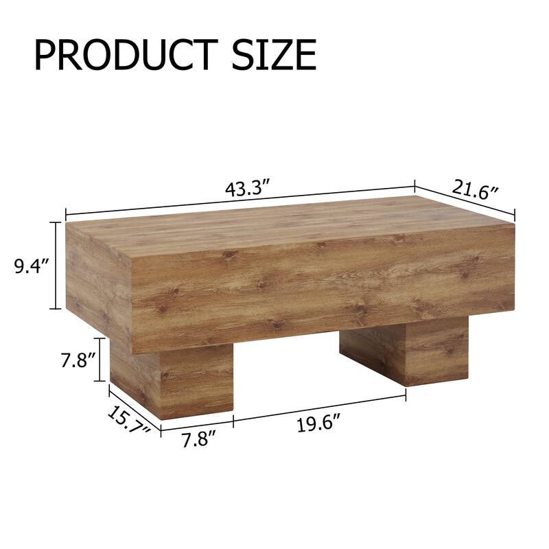 43.3" Modern Rectangular Coffee Table with Sturdy MDF Support Legs for Living Room