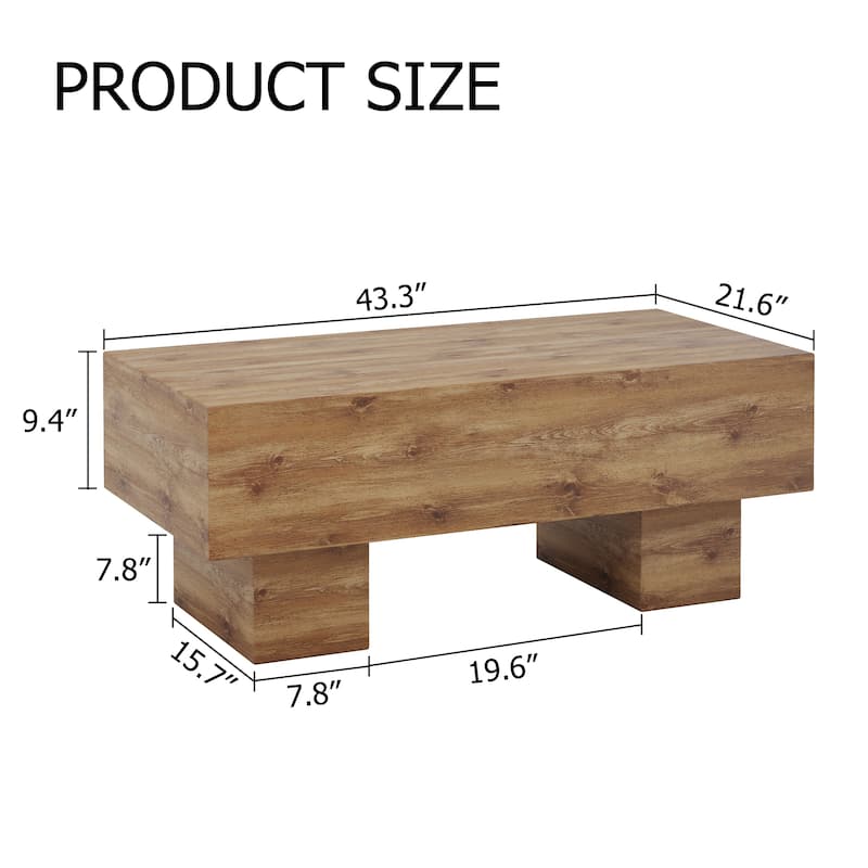 Roomfitters Rectangular MDF Coffee Table, 43.3"x21.6"x17.2" Wood Finish, Stylish Accent for Living Room or Apartment