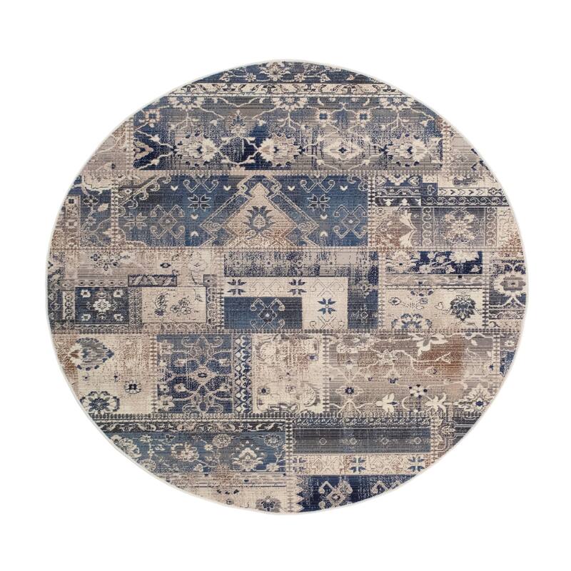 Noori Rug Webster Low-Pile Cecil Rug - 5'0" x 5'0" - Grey/Blue