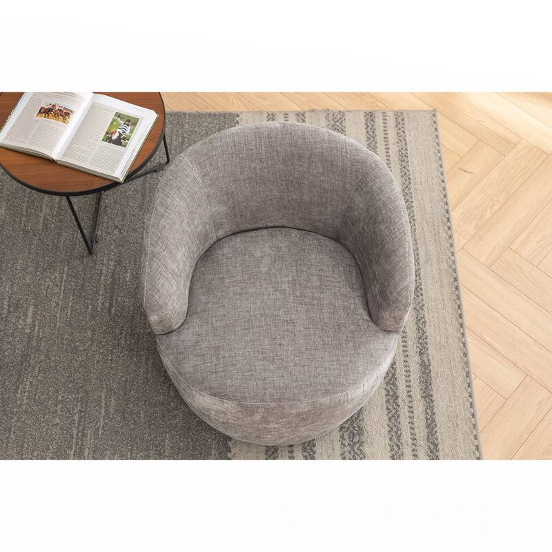 Chenille Swivel Barrel Chair
