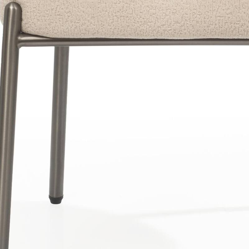 HomeRoots Beige and Gunmetal Boucle and Steel Dining Arm Chair - 23.00 in. x 31.00 in. x 23.00 in.