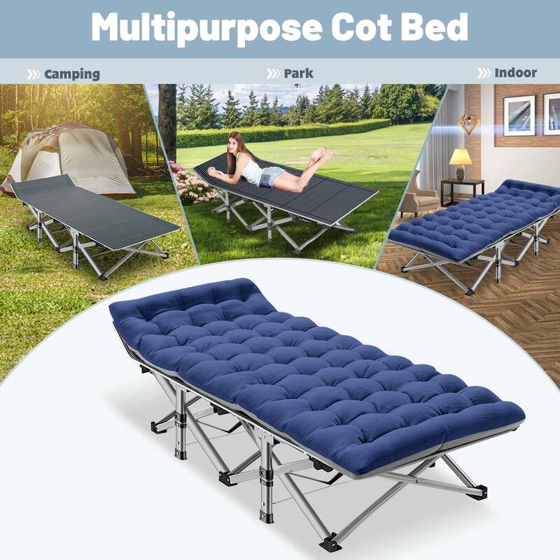 DoCred Folding Bed, Heavy Duty Outdoor Camping Cot with Carry Bag