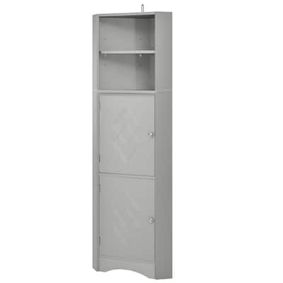 MDF Tall Bathroom Corner Cabinet Storage Cabinet With Doors