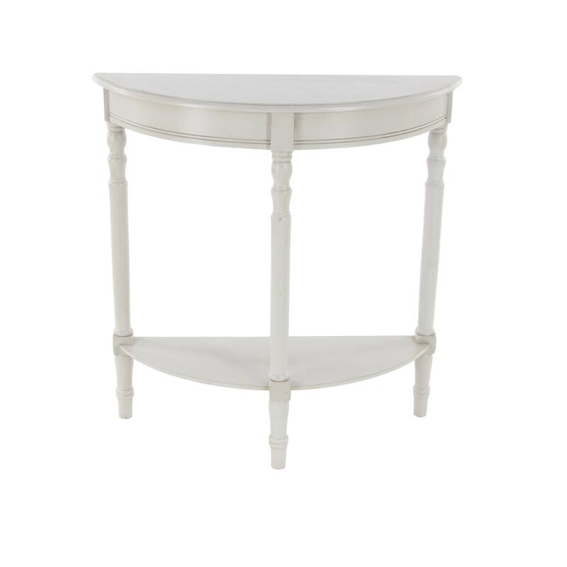 Light Gray Wood Half Moon 1 Shelf Console Table