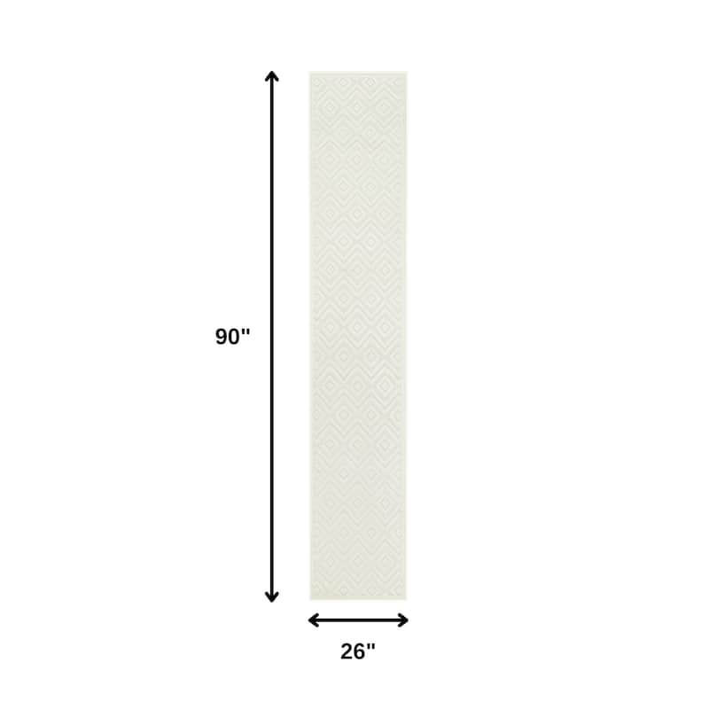 HomeRoots Geometric Modern Runner Outdoor Rug - 8' Runner
