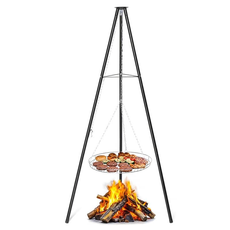 Campfire Tripod Grill Adjustable Height BBQ Grill Grate - N/A