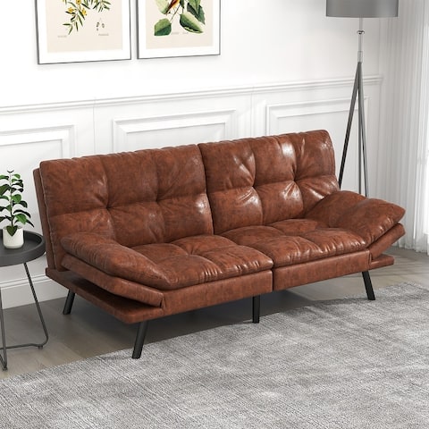 Modern convertible sofa bed with adjustable armrests for small space