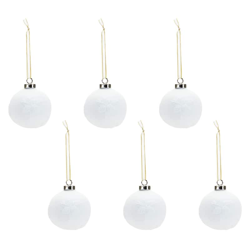 6ct White Porcelain Pine Cone Christmas Ball Ornaments 3"