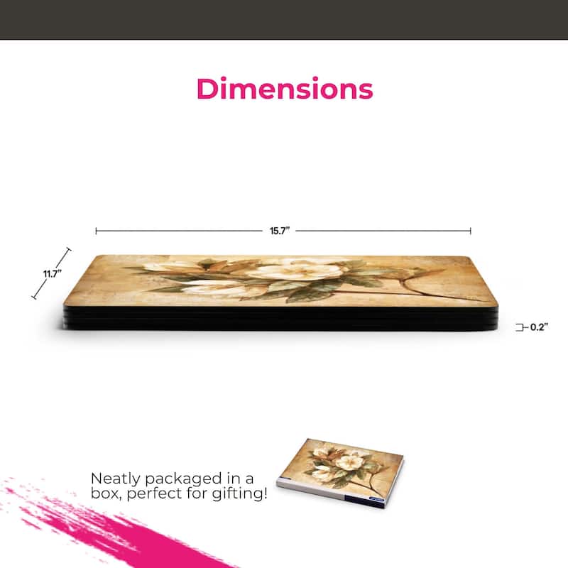 Pimpernel Set of 4 Sugar Magnolia Placemats - 15.7 inches x 11.7 each