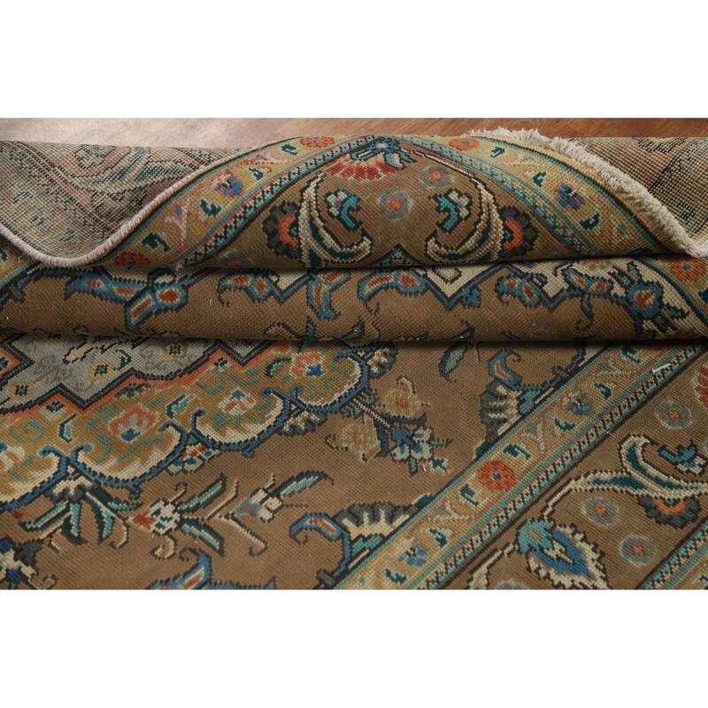 Hand Knotted Oriental 100% Wool Carpet Traditional Floral Brown Tabriz Area Rug - 6' 5'' X 4' 7''
