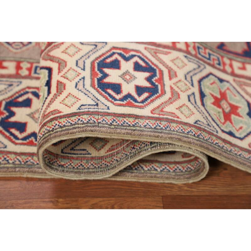 Kazak Oriental Area Rug Handmade Grey Wool Carpet - 4'11" x 6'5"