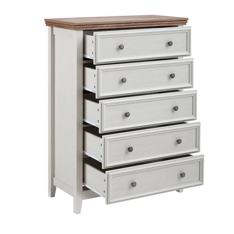 Beige Modern 5-Drawer Dresser, Stylish Closet Organizer Solution