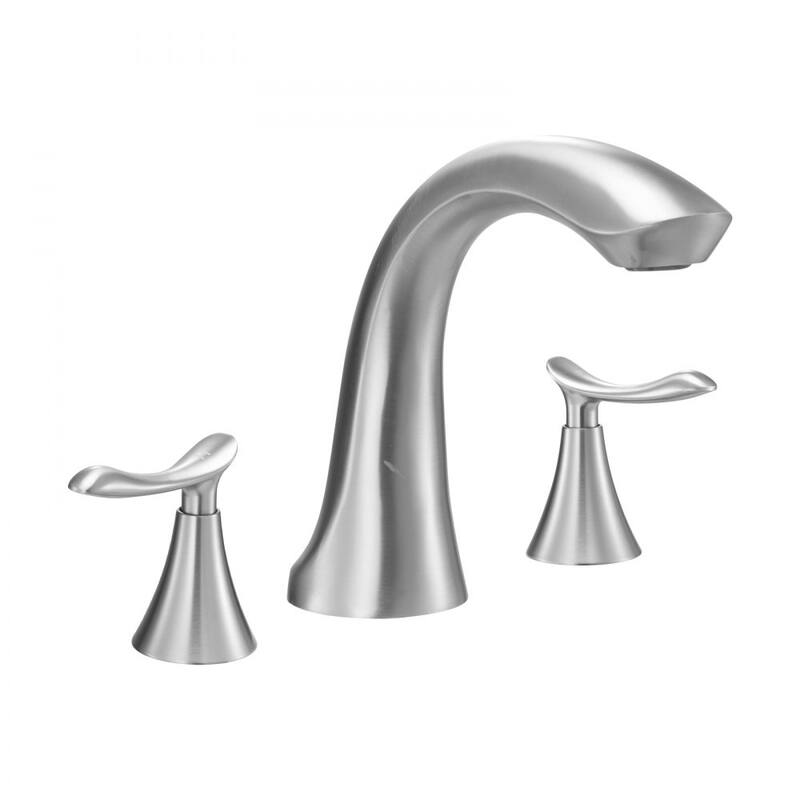 Brushed Stainless Steel Roman Bathtub Faucet Set with Dual Handles and Fast Flow Design - 6.69 x 2.17 x 5.7 inch