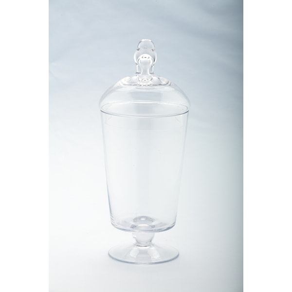 12" Clear Cylindrical Shaped Hand Blown Glass Jar with Finial Lid - N/A