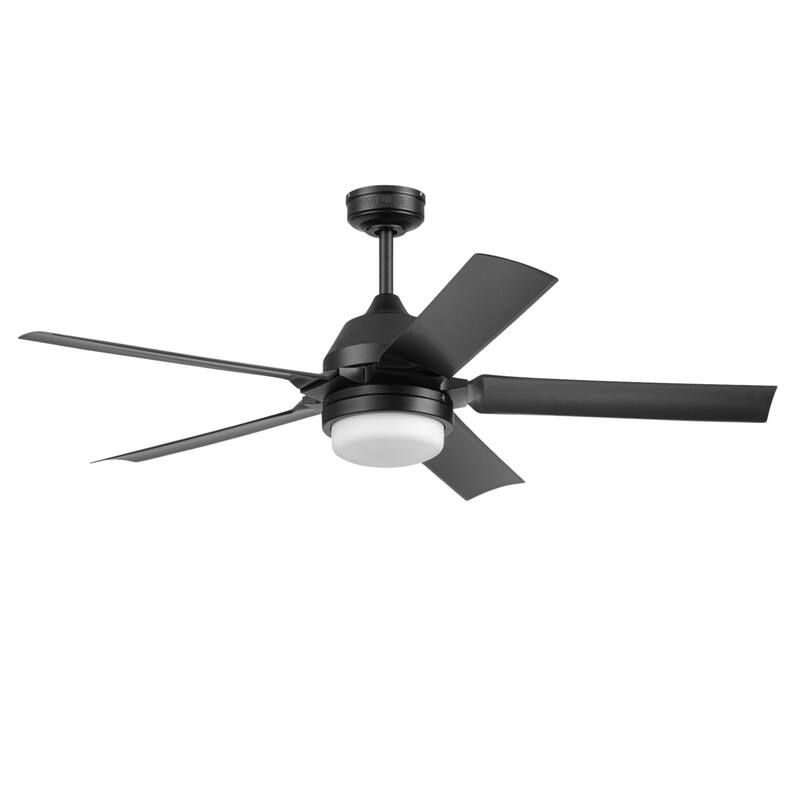 54" Mule F5 Matte Black Outdoor Wet-Rated Ceiling Fan with LED Light and Remote Control - 54 Inches