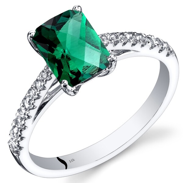 14 Karat White Gold Created Emerald Ring Radiant Cut 1.25 Carats. Opens flyout.