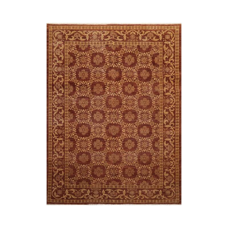 Hand Knotted Brown, Tan 100% Wool Traditional Oriental Area Rug - 6' 2'' x 8' 5''