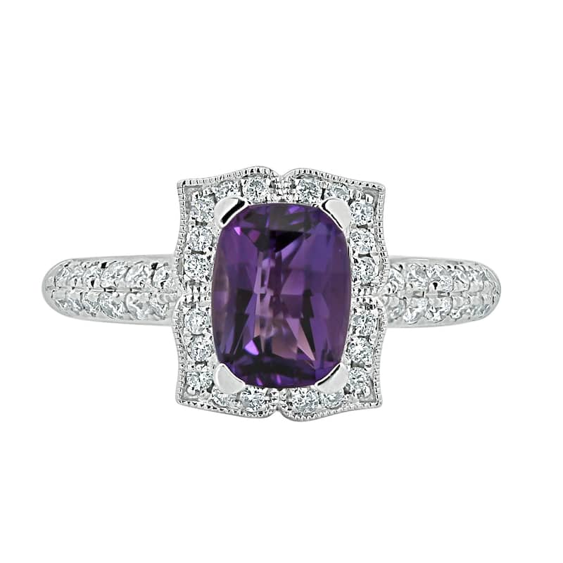 Auriya 3/4ct Fancy Cushion-cut Purple Amethyst Halo Diamond Engagement Ring 1/3ctw 14k Gold