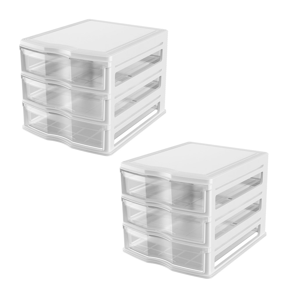 Life Story Classic 3 Shelf Storage Container Organizer Plastic Drawers, White