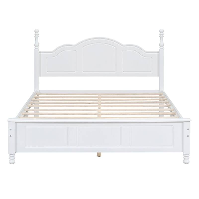 Queen Size Wood Platform Bed Frame,Retro Style Platform Bed