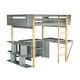 preview thumbnail 14 of 33, Full Size Wood Loft Bed with Built-in Storage Cabinet and Foldable Desk, Stylish Grey Design for Maximizing Space