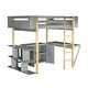 preview thumbnail 34 of 37, Stylish Design Full Size Solid Wood Loft Bed Kids Bed with Built-in Storage Cabinet and Cubes, Foldable desk