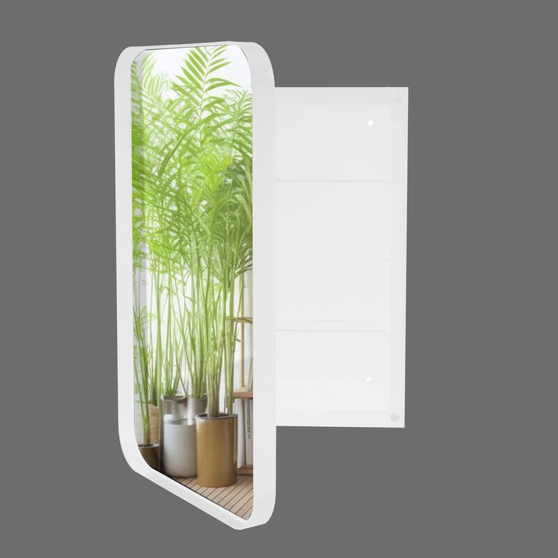 Wall Mount Metal Framed Medicine Cabinet with Storage