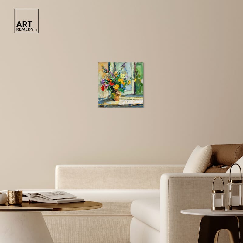 Art Remedy Vase By The Window Gallery Wrapped Impressionism 1 Piece Canvas Wall Art /Monet And Van Gogh Inspired Art