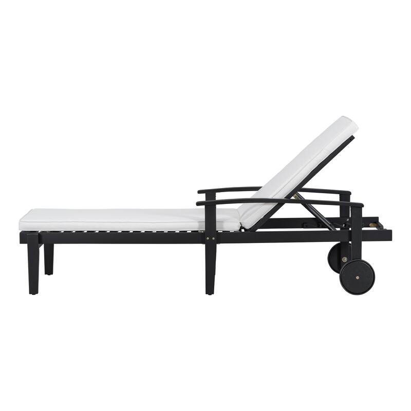 Jason Outdoor Acacia Wood Outdoor Chaise Lounge with Water Resistant Cushion by Christopher Knight Home