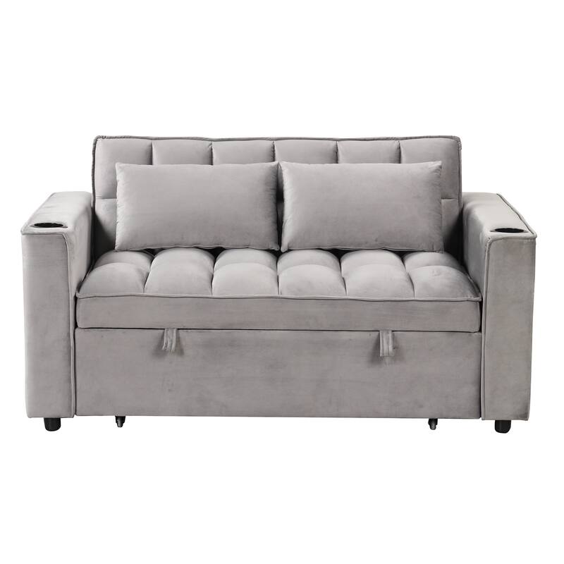 Modern Velvet Sofa Bed with USB Charging - Ideal for Guest Rooms