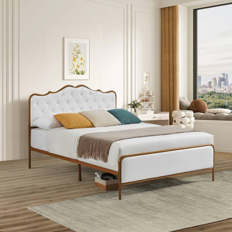 Full Queen King size metal frame bed bedroom
