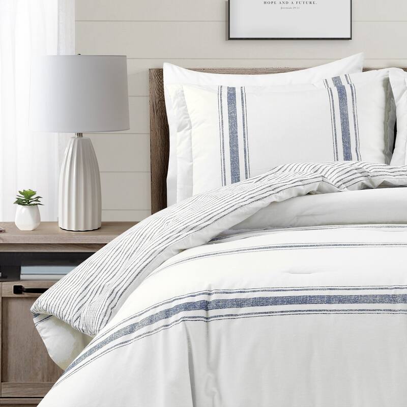 Lush Decor Farmhouse Stripe 3-piece Comforter Set