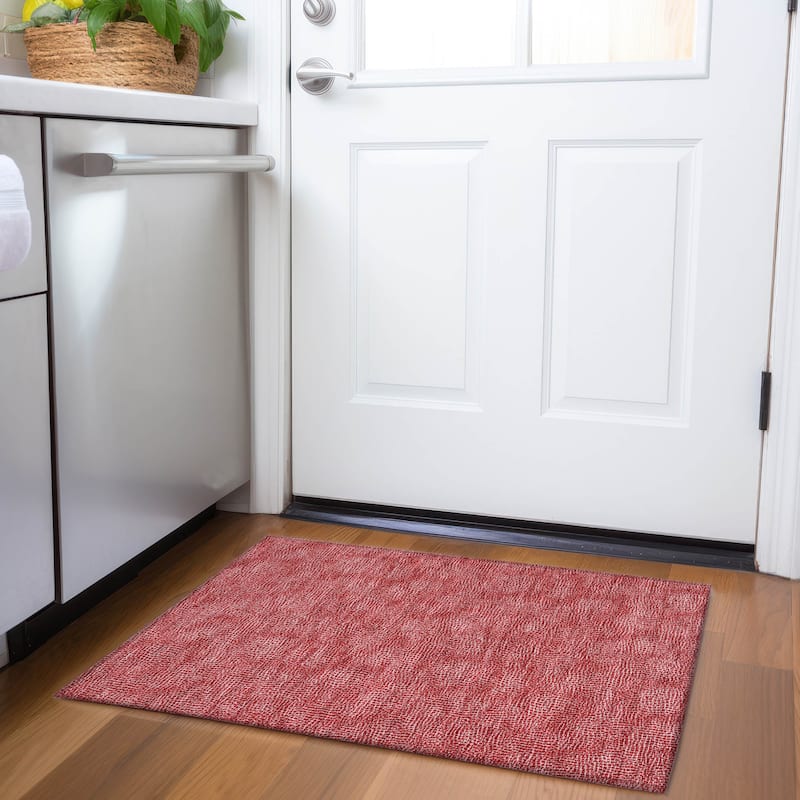 Premium Washable Super Soft Geo Hatchy Mayfield Rug - Red - 1'8" x 2'6"