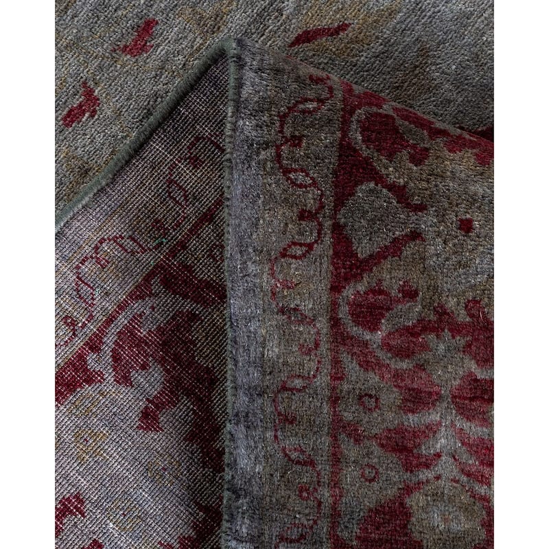Overton Hand Knotted Wool Vintage Inspired Modern Contemporary Overdyed Gray Area Rug - 4' 1" x 6' 3"