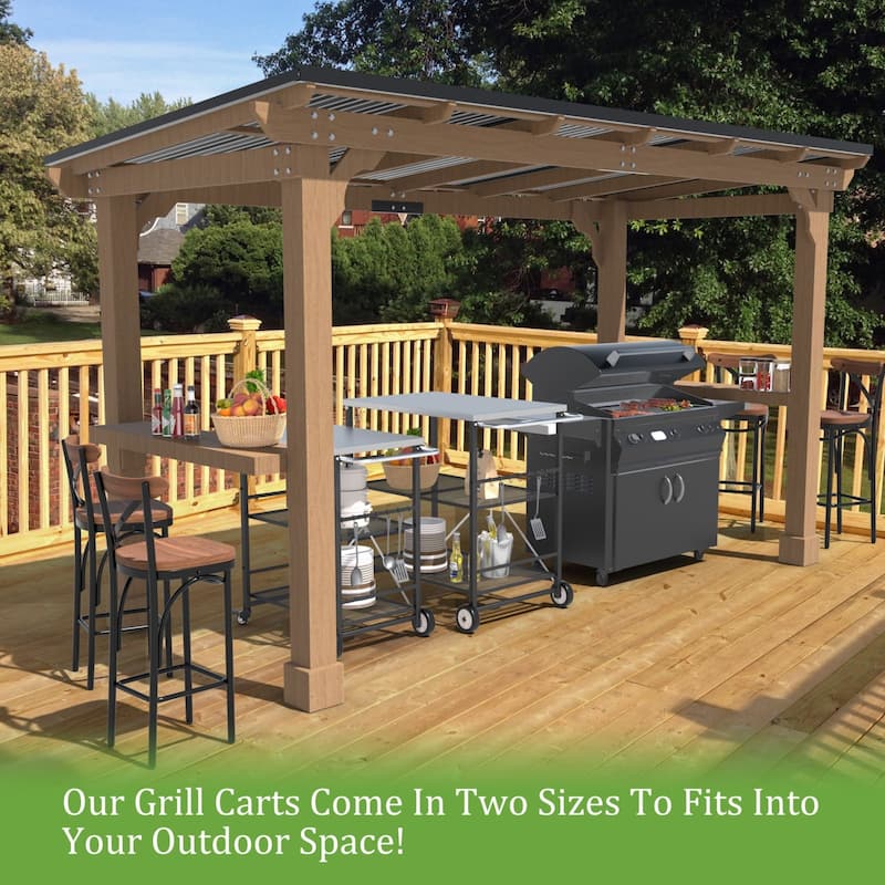 VEIKOUS Outdoor Patio Grilling Backyard BBQ Grill Cart with Stainless Steel Top