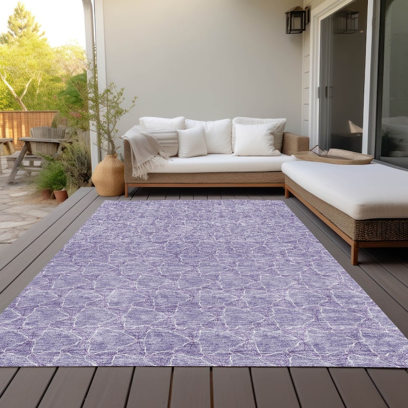 Machine Washable Indoor/ Outdoor Abstract Trellis Chantille Rug - Lavender - 2'6" x 3'10"