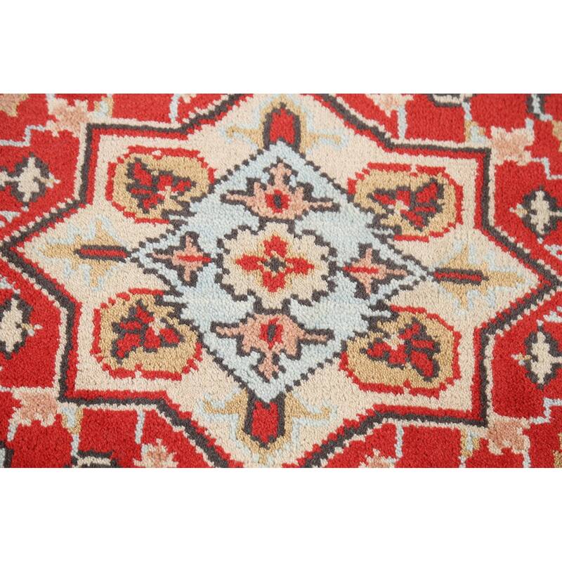 Geometric Red Kazak Indian Accent Rug Hand-Knotted Wool Carpet - 2'0"x 3'0"