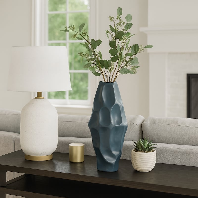 Ceramic Modern Arleta Decorative Vase - Teal - 21.0"