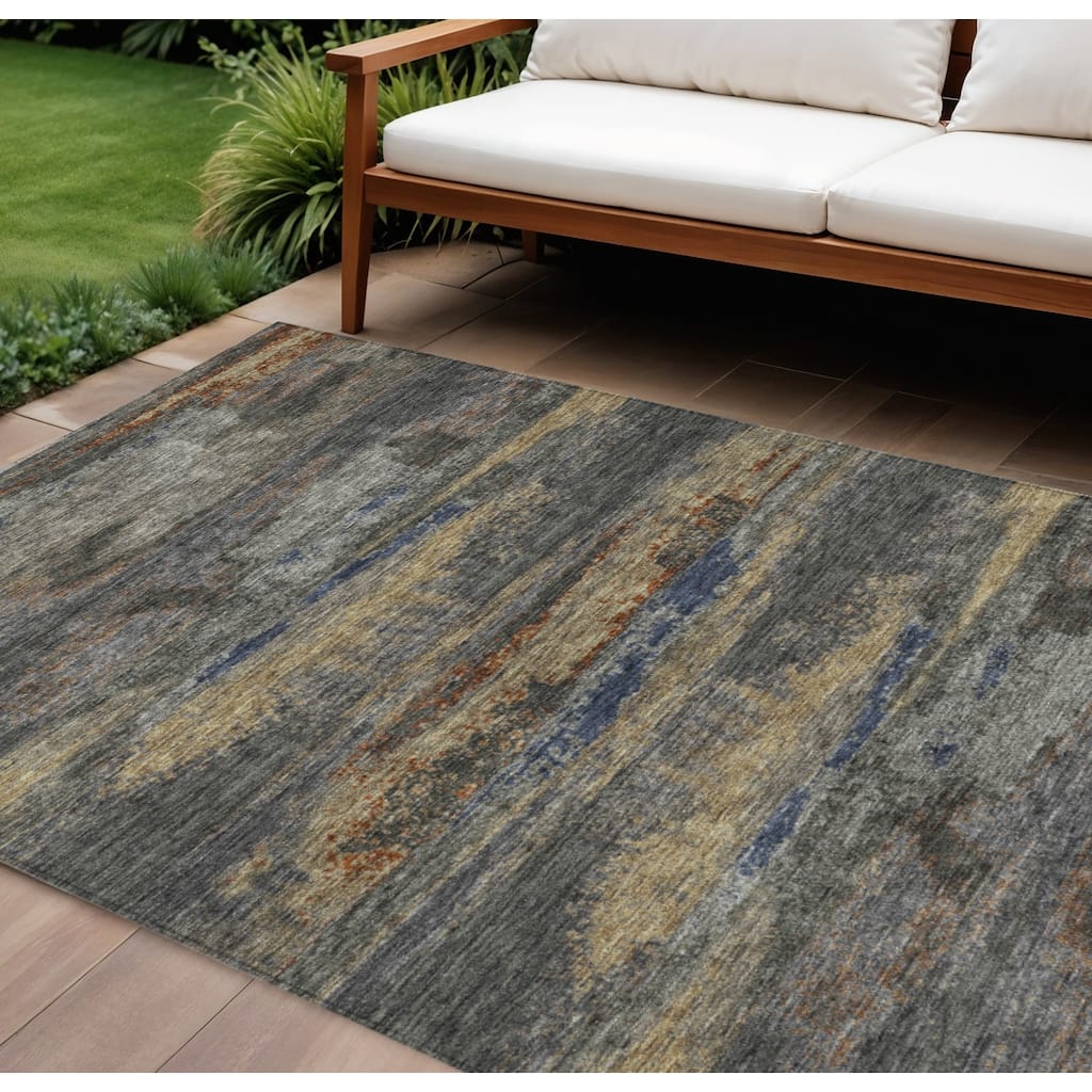 HomeRoots Abstract Transitional Rectangle Outdoor Rug