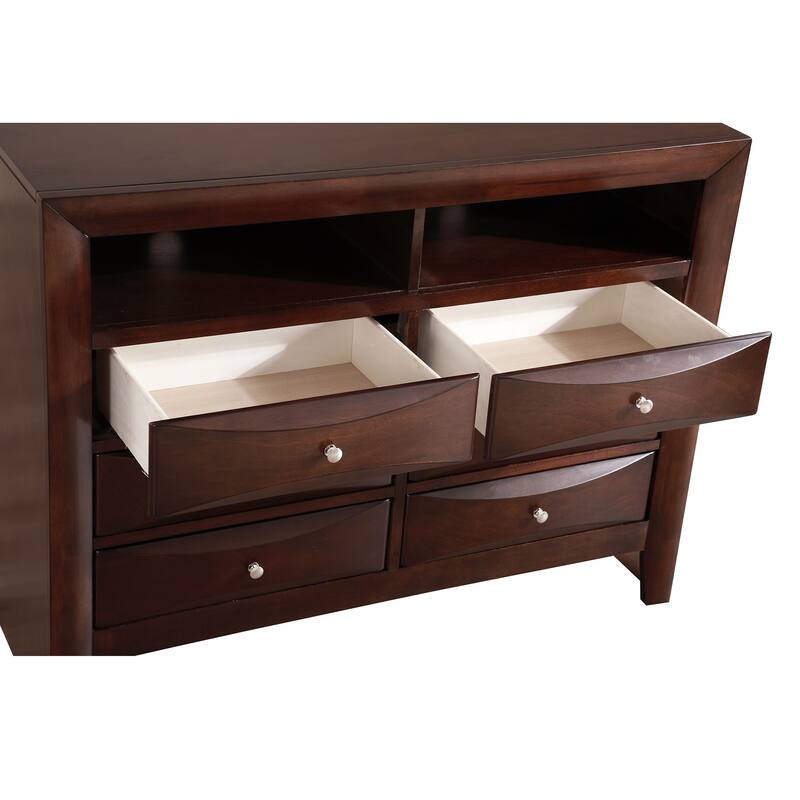 6-Drawer Wooden Beveled TV Media Chest - 47" - Chocolate Brown