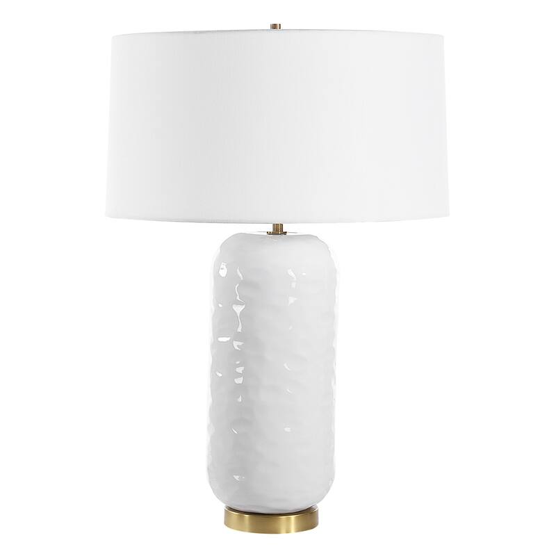 Glaze Textured Ceramic Table Lamp with Drum Shade - 29" - White
