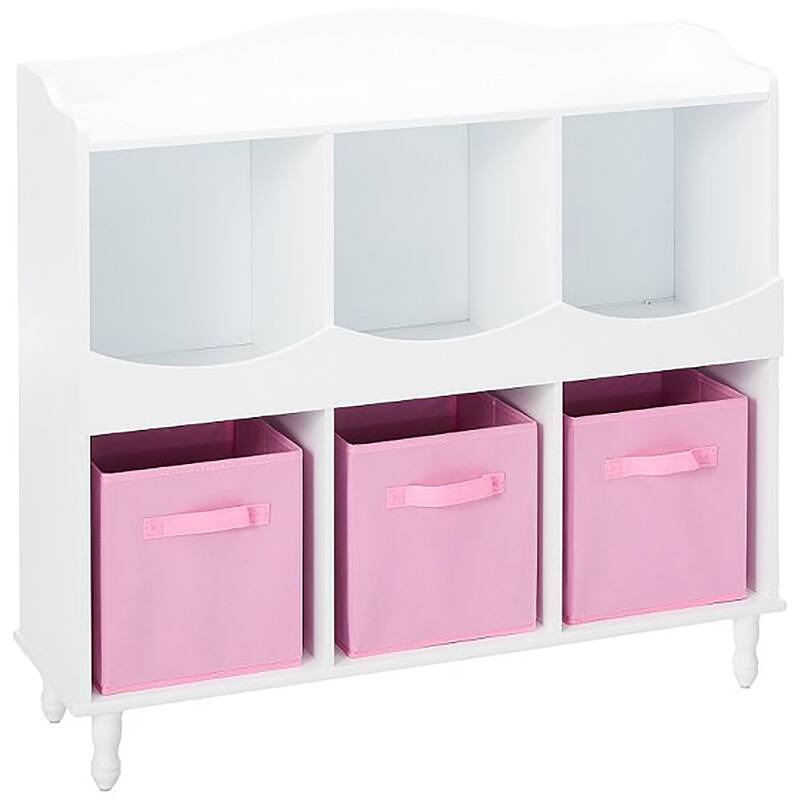 Children's White Storage Container with Pink Storage Bins.