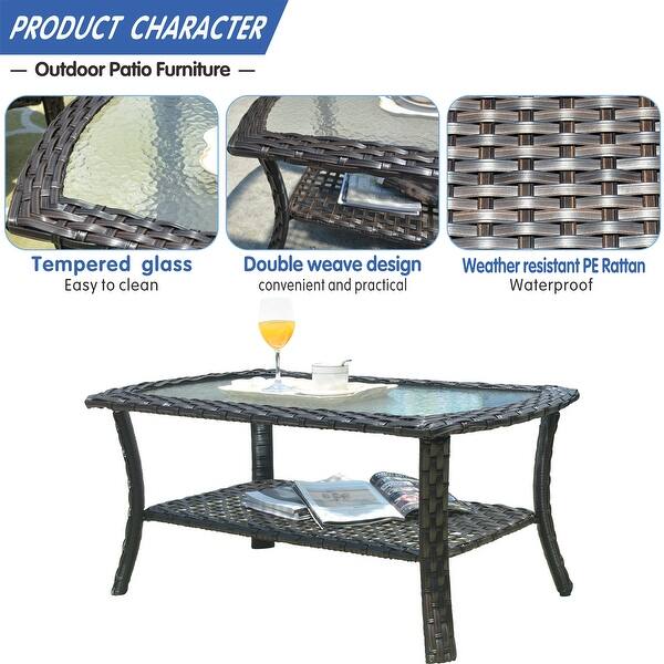 Shop Ovios 4 Piece Water Resistant Wicker Deep Seating Outdoor Sofa Set Overstock 29258382