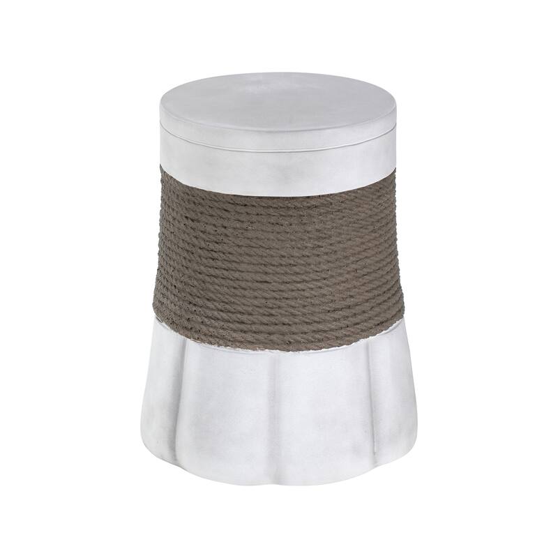 Outdoor Light Gray Brown Retro Woven Rope & Fan-Base MGO Side Table End Table for Home, Office, Living Room Outdoor
