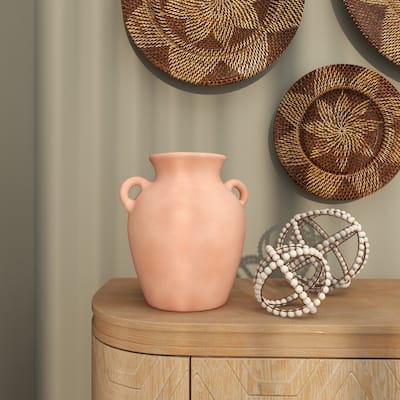 Ceramic Terracotta Jug Vase with Handles