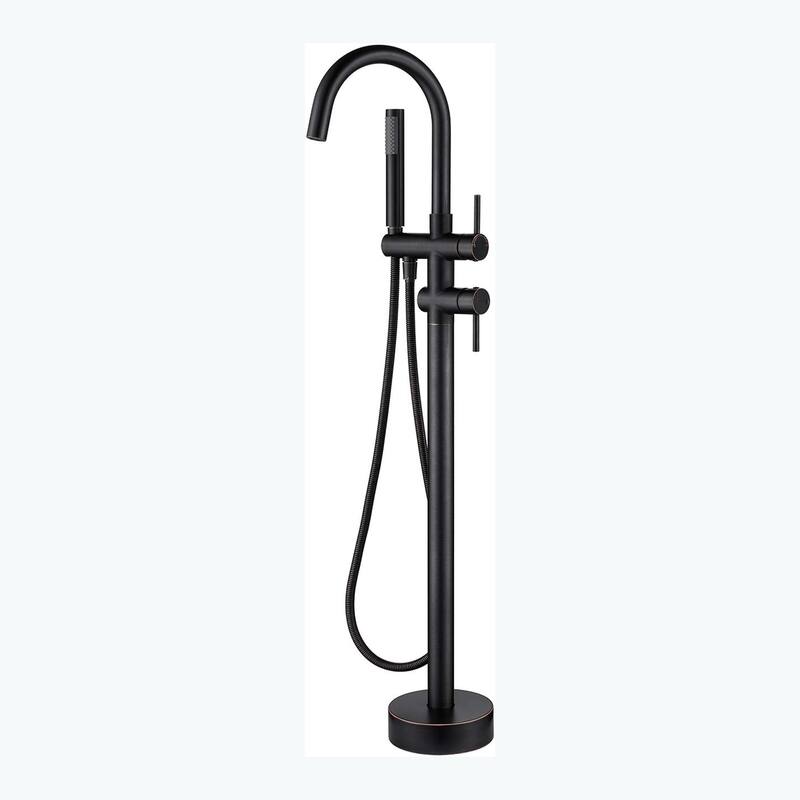 Floor Mount Bathtub Filler with Handheld Shower, Gold/Black/Sliver Freestanding Bathtub Faucet, Stand Alone Tub Faucet