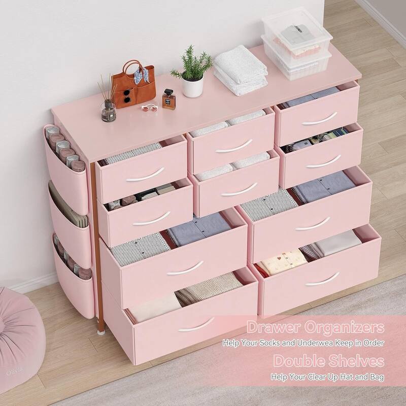 10 Drawer Dresser, Dresser for Bedroom, Chest of Drawers, Wide Fabric Dresser