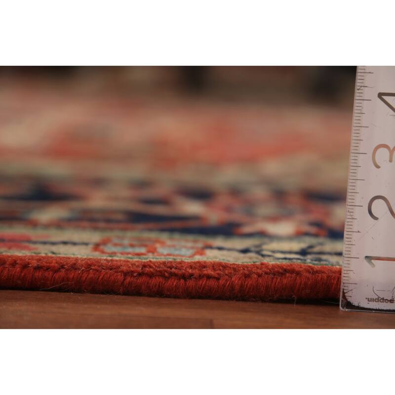 Geometric Heriz Serapi Indian Area Rug Hand-Knotted Wool Carpet - 8'11"x 11'7"