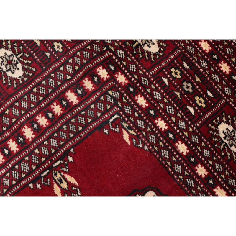 Tribal Bokhara Rush Red/Beige Hand Knotted Wool Rug - 6'0'' x 8'4''